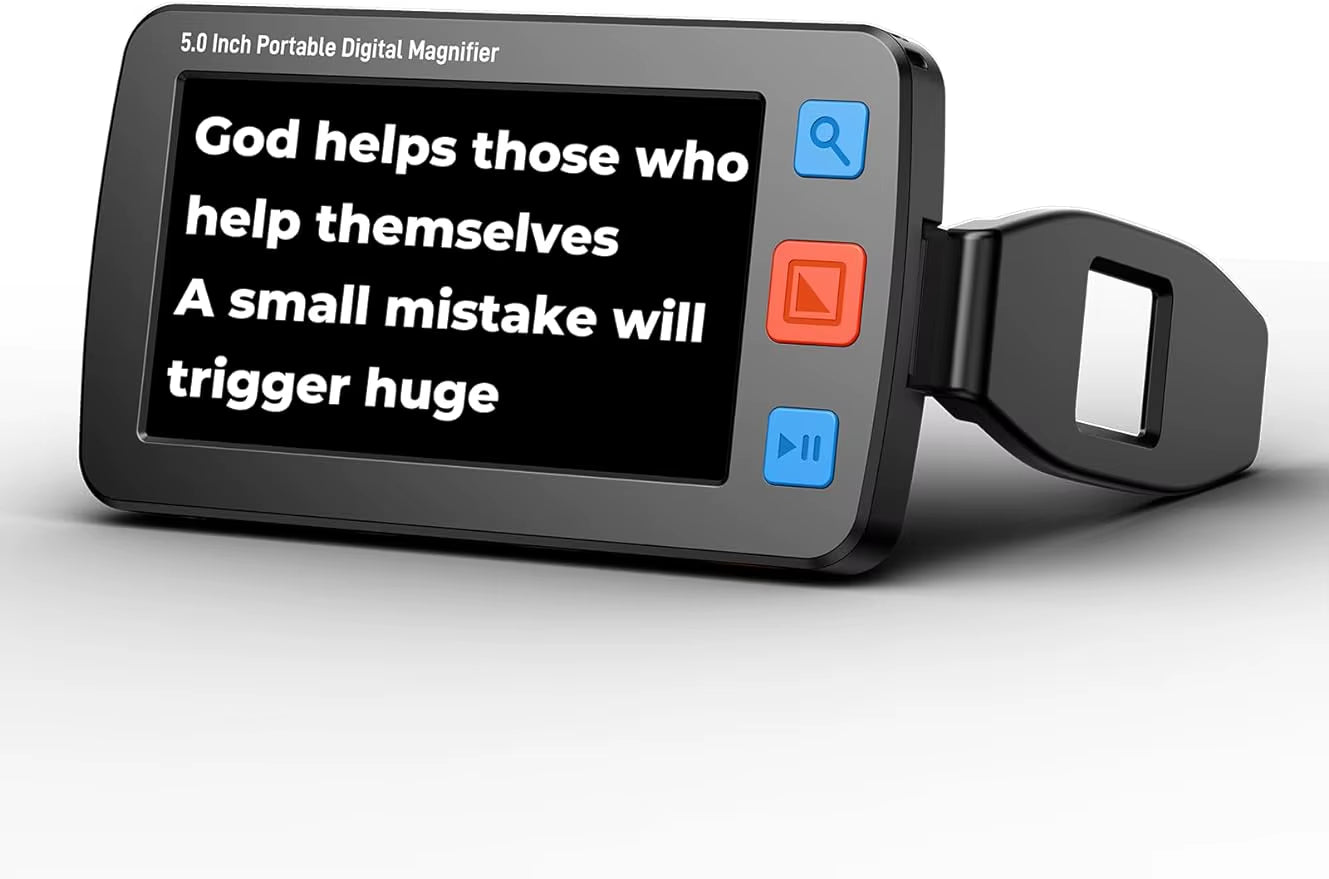 Portable Digital Magnifier Electronic Reading Aid 5 Inch for Low Vision Color Blindness 4X-32X Zoom 17 Color 5 Levels Brightness