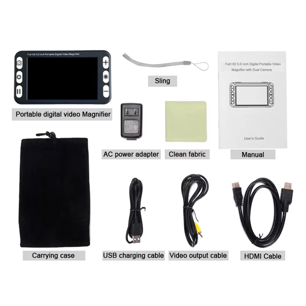 5Inch LCD Display Portable Magnifie Low Vision Video Magnifier Electronic Reading Aid, Digital Handheld Portable Video Magnifier