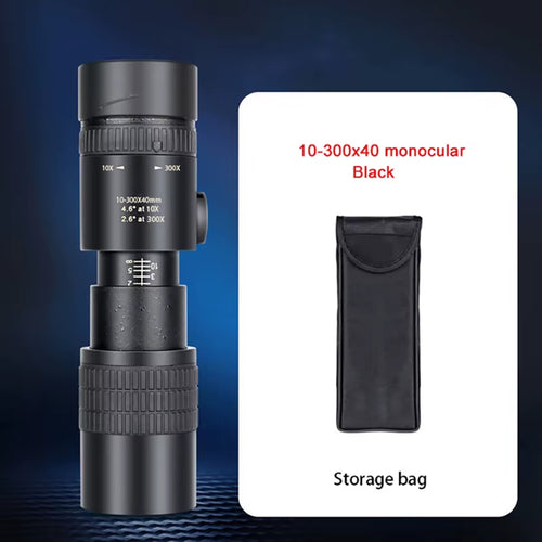 10-300X40 Zoom Telescope HD Portable Strong Binoculars Long Range Professional Monocular Low Night Vision for Hunting Camping
