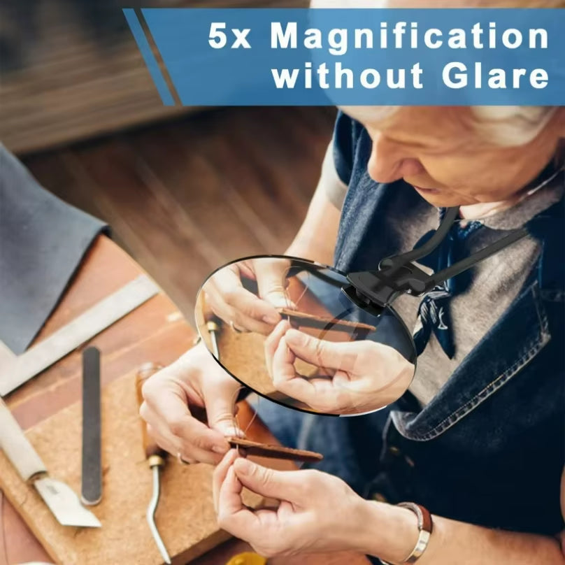 3X 10X Magnifying Glass Pro - Hands-Free, Adjustable, Stand-Neckwear Magnifier for Seniors, Low Vision, Reading, Sewing