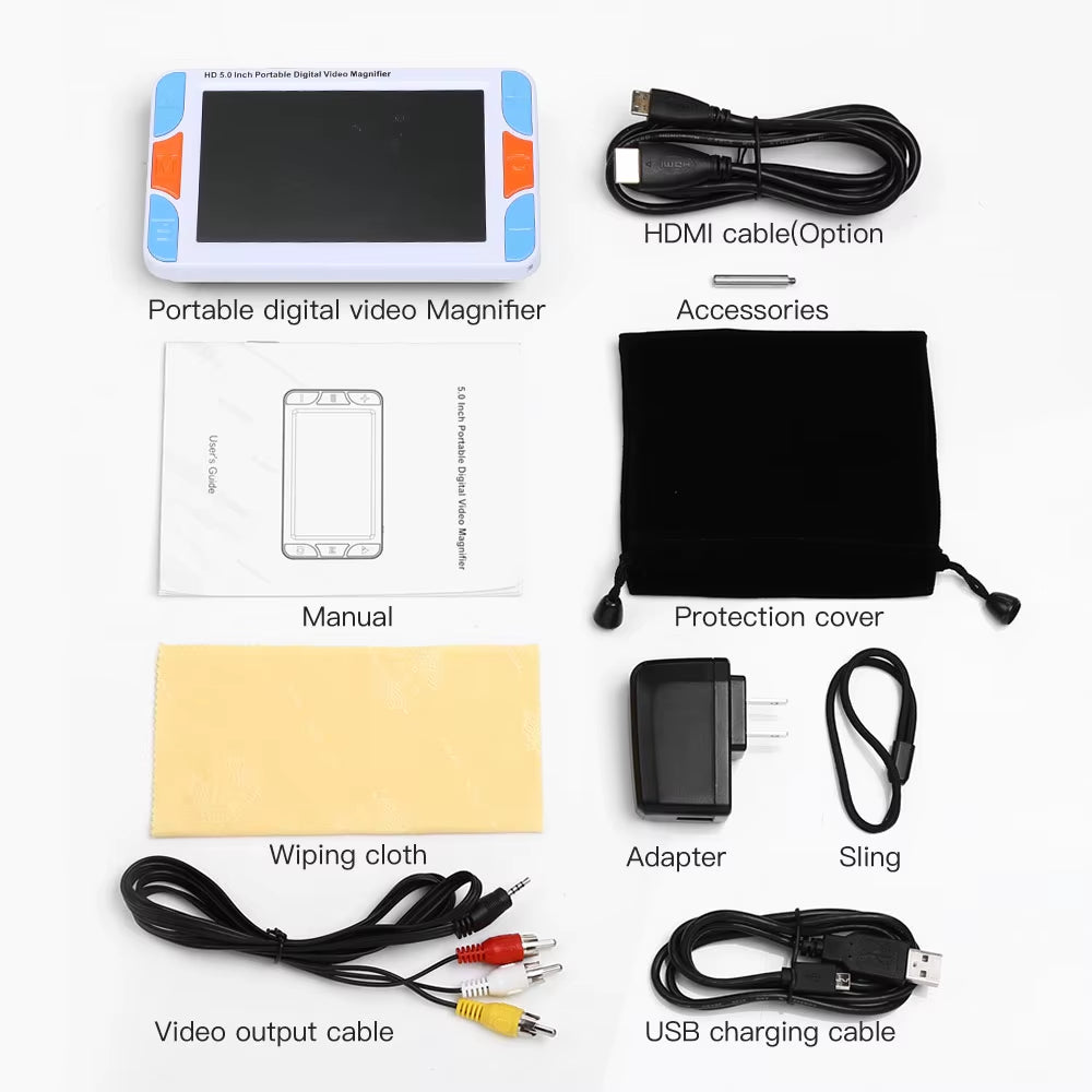Eyoyo 5.0" Inch LCD 3-48X Portable Digital Magnifier Lupa Electronic Video Reading Aid Portable with HDMI 1080 I60 & AV Output