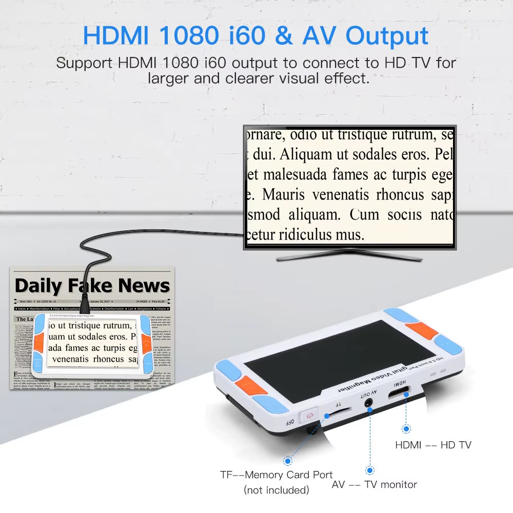 Eyoyo 5.0" Inch LCD 3-48X Portable Digital Magnifier Lupa Electronic Video Reading Aid Portable with HDMI 1080 I60 & AV Output