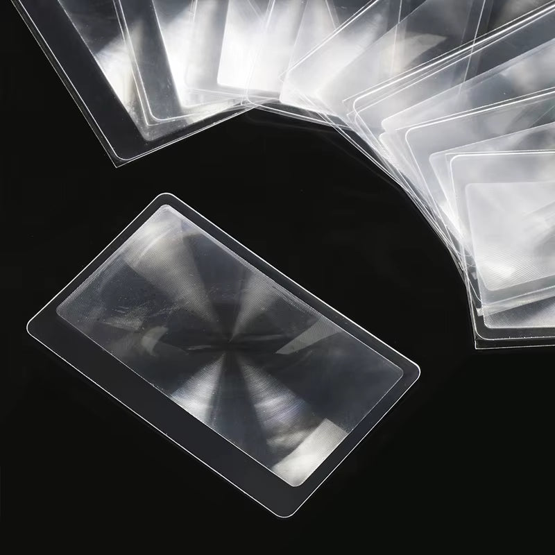 Magnifiers Credit Card Shape 3X Transparent Magnifier Magnification Magnifying Fresnel LENS Made of Plastics 10Pcs