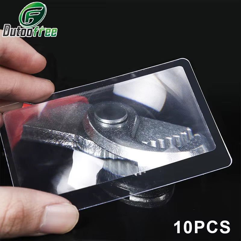 Magnifiers Credit Card Shape 3X Transparent Magnifier Magnification Magnifying Fresnel LENS Made of Plastics 10Pcs